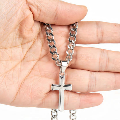 “To My Son — A Symbol of Faith & Strength” Cross Necklace