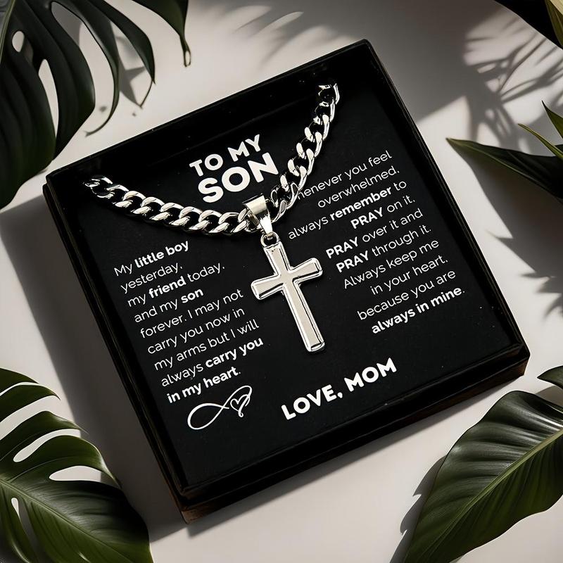 “To My Son — A Symbol of Faith & Strength” Cross Necklace