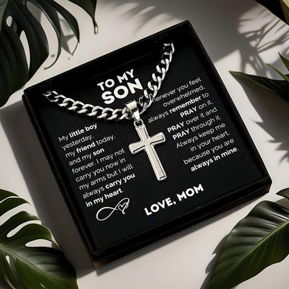 “To My Son — A Symbol of Faith & Strength” Cross Necklace