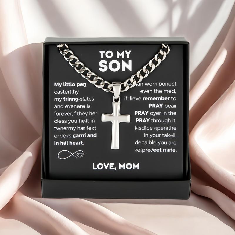 “To My Son — A Symbol of Faith & Strength” Cross Necklace