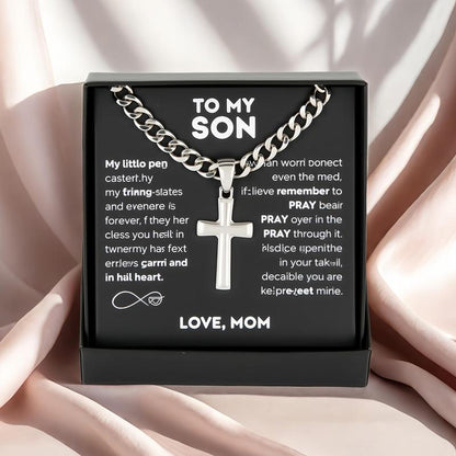 “To My Son — A Symbol of Faith & Strength” Cross Necklace